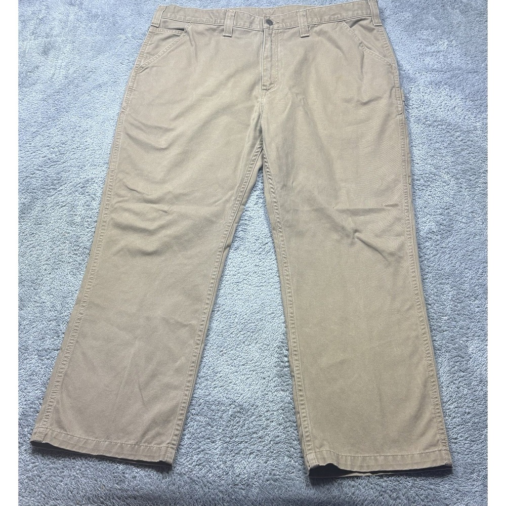 Carhartt Pants Men's 42x30 Beige Relaxed Fit Work Carpenter Cargo B324 DKH